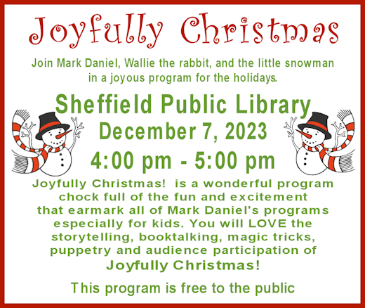 Graphic Joyfully Christmas childrens program December 7 2023 4 p m to 5 p m